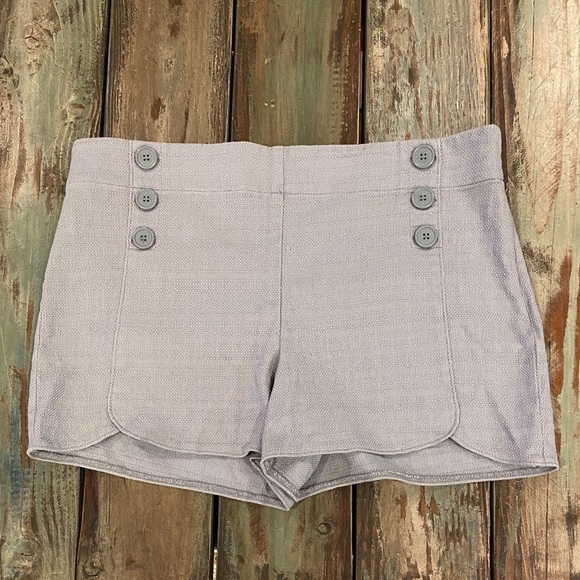 LOFT 12 Riviera Shorts Women’s Buttons Textured Cotton Side Zip Lavender Gray - Picture 2 of 12